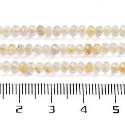 天然石ルチルクォーツビーズ連売り  多面カット  ロンデル  3x2mm  穴：0.6mm  約128~149個/連  15.35''（39センチメートル）&nbsp;G-J400-C11-02