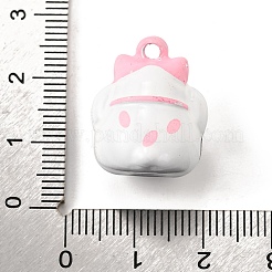 スプレー塗装された合金のベルペンダント  招き猫のチャーム  ピンク  20x17x17mm  穴：2mm&nbsp;FIND-U030-15B-02