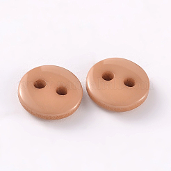 服装デザイン用2つ穴フラットラウンドレジン縫い付け用ボタン  ペルー  15x2mm  穴：1mm&nbsp;LS-BUTT-E119-24L-09