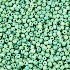 ピカソガラスシードビーズ  丸い穴  ロンデル  アクアマリン  3~3.5x2~2.5mm  穴：0.9~1mm  約12855個/ポンド&nbsp;GL-N001-01B-05