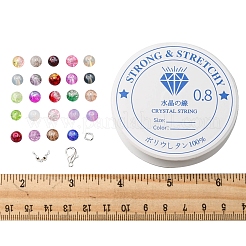 DIY キラキラストレッチブレスレットネックレス作成キット  ガラス丸ビーズを含む  伸縮性のある糸  合金の留め金  ミックスカラー  810個/セット&nbsp;DIY-FS0004-54