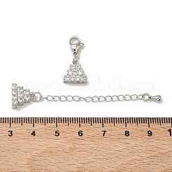 真鍮マイクロペーブクリアキュービックジルコニアアジャスターチェーン  三角形  留め具とクリップ付き  カドミウムフリー＆鉛フリー  長持ちメッキ  ラックめっき  プラチナ  33mm&nbsp;KK-Z143-10P
