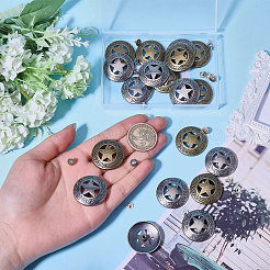 20色合金リベット2個  セミチューブラーリベット  フラットラウンド  テキサススター  ミックスカラー  28.5x6mm  穴：2.5mm  10個/カラー&nbsp;DIY-CA0007-29
