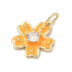 Brass Pave Clear Cubic Zirconia Pendants&nbsp;KK-H255-06G-03