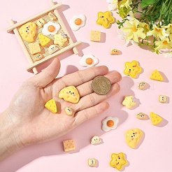 40個10スタイル不透明樹脂カボション  食べ物を再生する  模造食品  混合図形  ゴールド  8.5~26.5x11~28.5x5.5~9mm  4個/スタイル&nbsp;CRES-YW0002-66