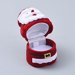 父のクリスマスの形のベルベットのアクセサリー箱  ポータブルジュエリー収納ケース  リングイヤリングネックレス用  レッド  4.7x4.2x6.6cm&nbsp;VBOX-L002-H01