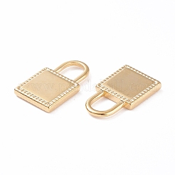 PVD真空メッキ304ステンレスペンダント  ロック  ゴールドカラー  16x10x2mm  穴：4x5.5mm&nbsp;X-STAS-B024-40G-01
