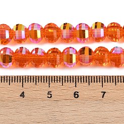 電気メッキ透明ガラスビーズ連売り  カボチャ  ファセットそろばんビーズ  ABカラーメッキ  オレンジ  8x6mm  穴：1.2mm  約78~81個/連  18.50''（47センチメートル）&nbsp;EGLA-B011-08A-AB10