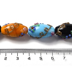 手作りランプワークビーズ  ライスウィットフラワー  ミックスカラー  23x12~13mm  穴：1.6mm&nbsp;LAMP-J089-D-A