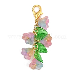 透明なガラスの花のペンダント装飾  亜鉛合金カニカン付き  ミックスカラー  27mm  12個/セット&nbsp;HJEW-JM04147
