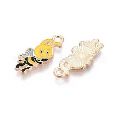 合金エナメルチャーム  ミツバチのチャーム  ライトゴールド  ゴールド  20x9x1mm  穴：1.8mm&nbsp;ENAM-T022-57C