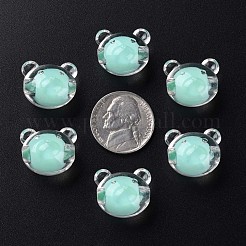 透明なアクリルビーズ  二層ビーズ  クマ  アクアマリン  16x18x15.5mm  穴：3mm  約220個/500g&nbsp;MACR-S373-122-B03