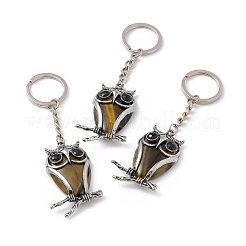 Owl Natural & Synthetic Gemstone Pendant Keychain&nbsp;KEYC-G056-01AS