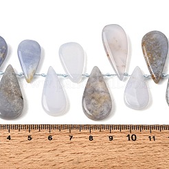 天然ブルーカルセドニービーズ連売り  ティアドロップ  トップ掘削  18~33.5x9.5~20.5x4~6mm  穴：1mm  約34~36個/連  14.96''（38~39センチメートル）&nbsp;G-NH0075-B01-01