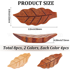 2色の木製箸スタンド8個  箸置き  葉  ミックスカラー  23x56x7.5mm  4個/カラー&nbsp;AJEW-CP0008-75