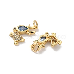 Brass Micro Pave Cubic Zirconia Pendants&nbsp;KK-P325-37G