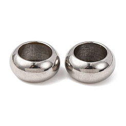 変色しにくいロンデル 304 ステンレススチールビーズ  ステンレス鋼色  10x5mm  穴：6mm&nbsp;STAS-N020-01-10mm