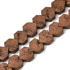 電気メッキされた天然溶岩岩ビーズ連売り  ハート  銅メッキ  8~9x8x3mm  穴：1mm  約56個/連  15.75''~16.14''（40~41センチメートル）&nbsp;G-K388-04B-05