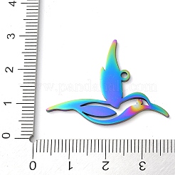 304ステンレスペンダント  鳥のチャーム  虹色  25x34x1.5mm  穴：1.6mm&nbsp;STAS-R116-02RC