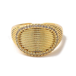 Brass Micro Pave Cubic Zirconia Open Cuff Rings for Women&nbsp;RJEW-G325-01C-G