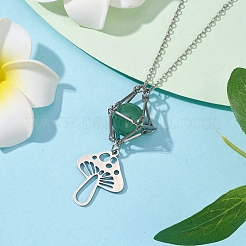 Natural Green Aventurine Interchangeable Holder Pendant Necklace for Women&nbsp;NJEW-JN04631-01