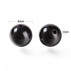 100個 8mm 天然ブラックストーン（天然ブラックガラス）ラウンドビーズ  10mの弾性水晶糸付き  DIYストレッチブレスレット作成キット用  ブラック  8mm  穴：1mm&nbsp;DIY-LS0002-15