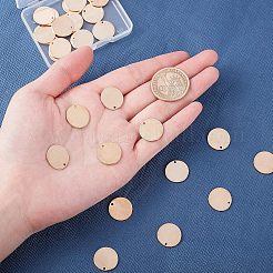 真鍮製ペンダント  長持ちメッキ  ニッケルフリー  フラットラウンド  18KGP本金メッキ  16x1mm  穴：1.5mm  30個/箱&nbsp;KK-FH0001-03G-NF
