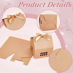 House Shaped Kraft Paper Folding Gift Box with Hollow Window and Ribbon&nbsp;AJEW-WH0166-88A