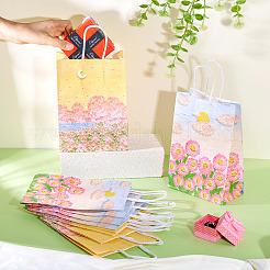 10Pcs 2 Colors Paper Flower Pattern Printed Carry Storage Tote Bags&nbsp;ABAG-TA0001-49A
