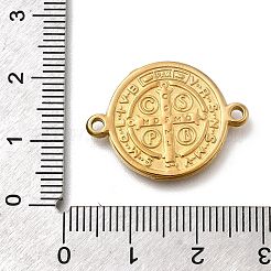 304 Stainless Steel Saint Benedict Medal Cross Connector Charms&nbsp;STAS-C119-12G