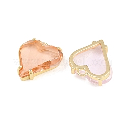 真鍮製ガラスチャーム  ハートチャーム  多面カット  ミックスカラー  18x16x5.5mm  穴：2mm&nbsp;GL-CBABDD8-10G