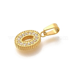 イオンプレーティング（IP）304ステンレススチールマイクロパヴェキュービックジルコニアペンダント  オーバル  11x7.5x1.5mm  穴：4x2.5mm&nbsp;STAS-H228-04G-05