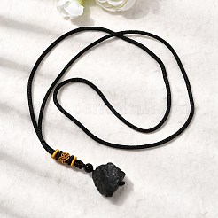 天然トルマリンペンダントネックレス  女性用ナイロンロープ付き  ナゲット  24.41インチ（62cm）&nbsp;NJEW-B156-01