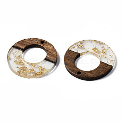 Transparent Resin & Walnut Wood Pendants&nbsp;RESI-S389-036A-B05