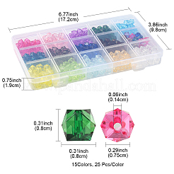 375Pcs 15 Colors Transparent Acrylic Beads&nbsp;TACR-FS0001-41