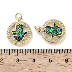 Brass Micro Pave Clear Cubic Zirconia Pendants&nbsp;KK-L213-039G-01