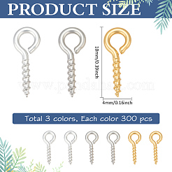 900Pcs 3 Colors Iron Screw Eye Pin Peg Bails&nbsp;IFIN-ME0001-07