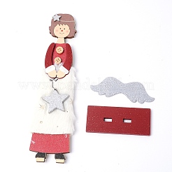天然バスウッドディスプレイ装飾  天使  レッド  完成品：210x85x35mm&nbsp;WOOD-WH0115-41