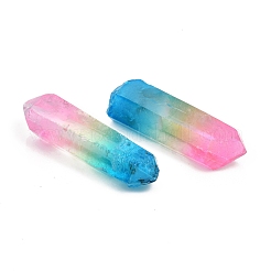 電気めっきされた天然な水晶の家の表示装飾  弾丸  カラフル  58~82x16~23mm&nbsp;DJEW-I012-01