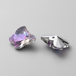 ファクトガラスペンダント  蝶のチャーム  蘭  14.5x18x8mm  穴：1.4mm&nbsp;GLAA-WH0031-59C-02