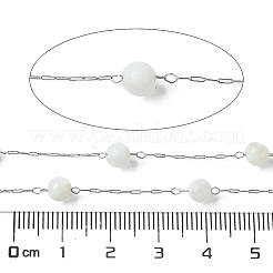 シェルパールビーズ  304ステンレススチールチェーンで染色  ハンダ付け  スプールで  ホワイトスモーク  5mm&nbsp;CHS-Q005-07C-03