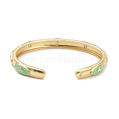 Brass Micro Pave Clear Cubic Zirconia Cuff Bangles&nbsp;BJEW-A116-07G