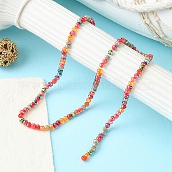 電気メッキガラスビーズセット  多面カット  ロンデル  レッド  4.5x3.5mm  穴：1mm  約140~143個/連  18.90インチ〜19.29インチ（48cm〜49cm）&nbsp;EGLA-yw0002-C03