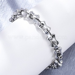 304ステンレススチール長方形リンクチェーンブレスレット女性男性用  ステンレス鋼色  8-1/2インチ（21.7cm）&nbsp;BJEW-R018-20P
