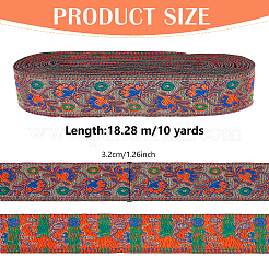 10 Yards Ethnic Style Polyester Jacquard Flower Ribbon&nbsp;OCOR-WH0088-42
