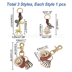 3Pcs 3 Style Retro Braided Cowhide Keychain&nbsp;KEYC-AR0001-30