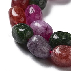 天然の天然翡翠ビーズ連売りを染めた  オーバル  赤ミディアム紫  8.5~11x7~8.5x7~8.5mm  穴：1mm  約18個/連  7.28~7.48インチ（18.5~19cm）&nbsp;G-P528-I04-01