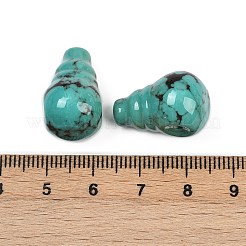 染色された合成ターコイズ3穴グルビーズ  ひょうたん形  ダークターコイズ  20~20.5x11~12.5x12.5~14mm  穴：1.8mm&nbsp;G-C198-01B-05