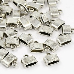 合金コードエンドパーツ  チベットスタイル  カドミウムフリー＆鉛フリー  アンティークシルバー色  サイズ：約10mm長  11.5 mm幅  厚さ5mm  内径：9x3mm  穴：2mm  約37個/54g&nbsp;LS-TIBEP-LF9848YKG-AS-LF