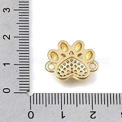 Brass Micro Pave Clear Cubic Zirconia Heart Paw Print Connector Charms&nbsp;KK-E802-03G